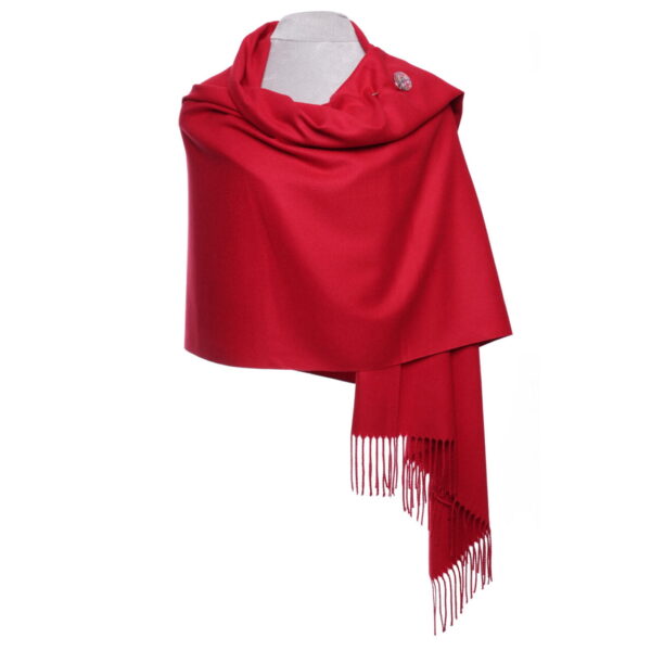 Red scarf with fringe on a white background