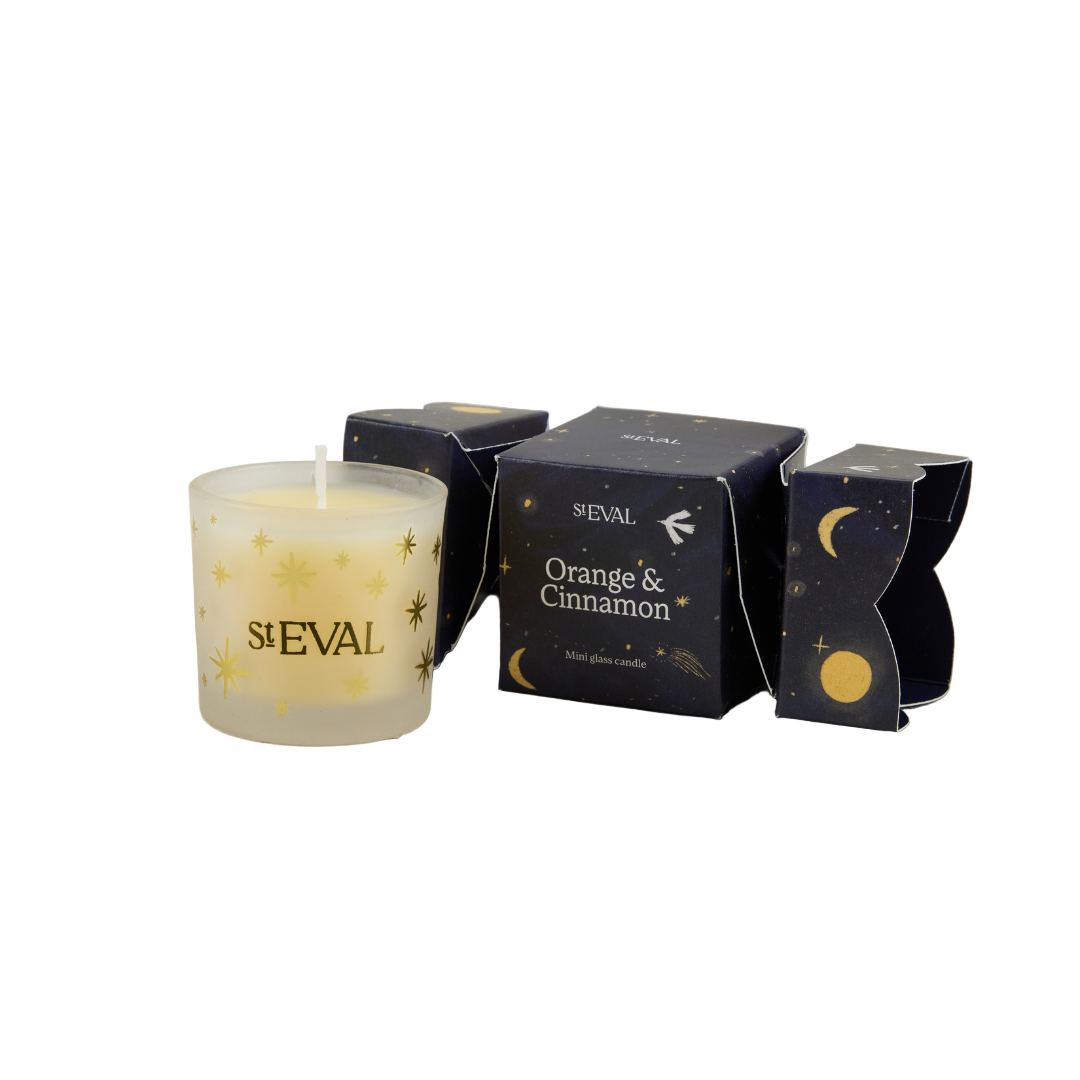 Sieval candle with packaging on a light gray background
