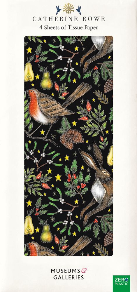 4 Sheets Printed Tissue Paper: Christmas Garden Party