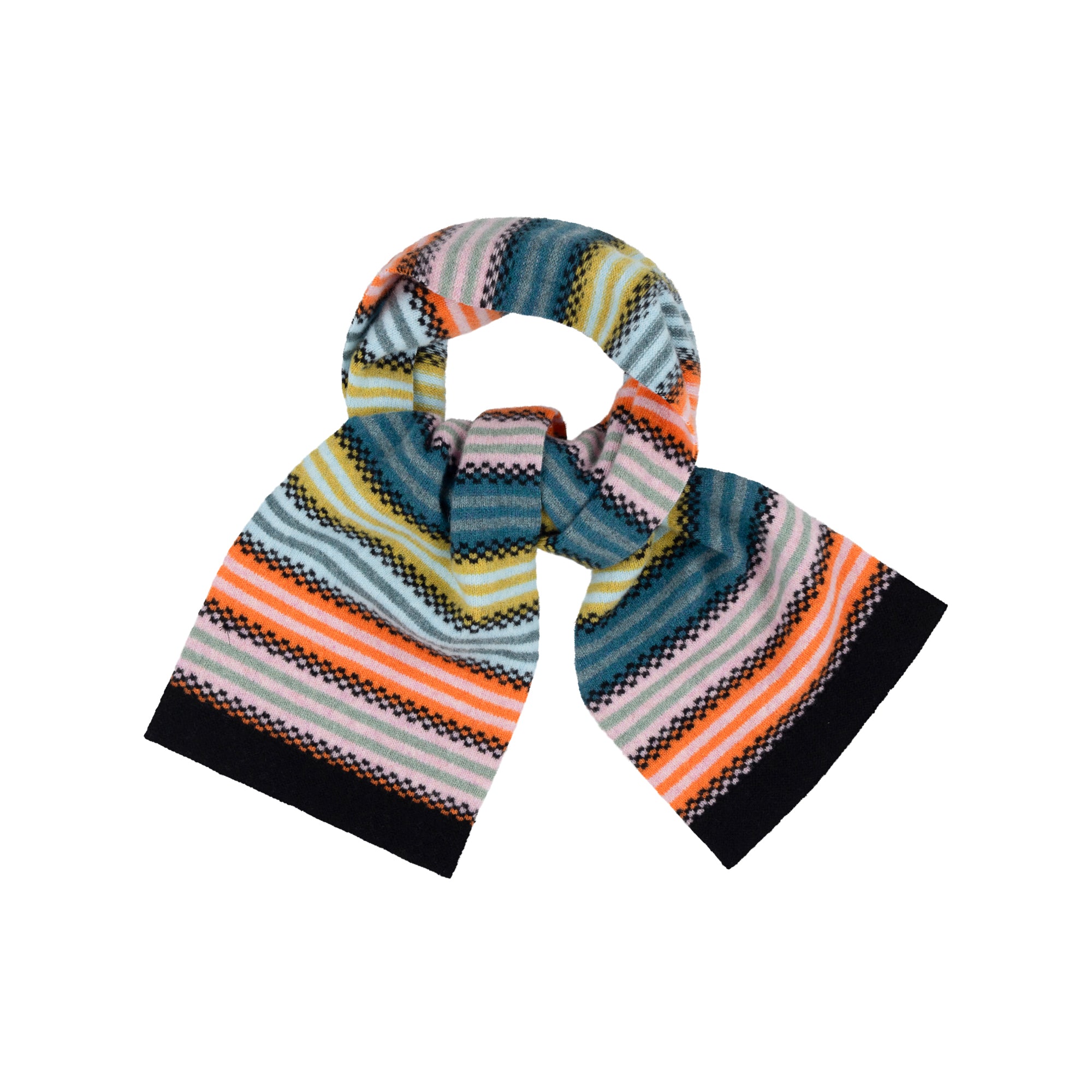 Multicolored striped scarf on a white background