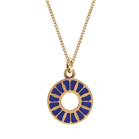 Indigo Flower Ring Enamel Necklace