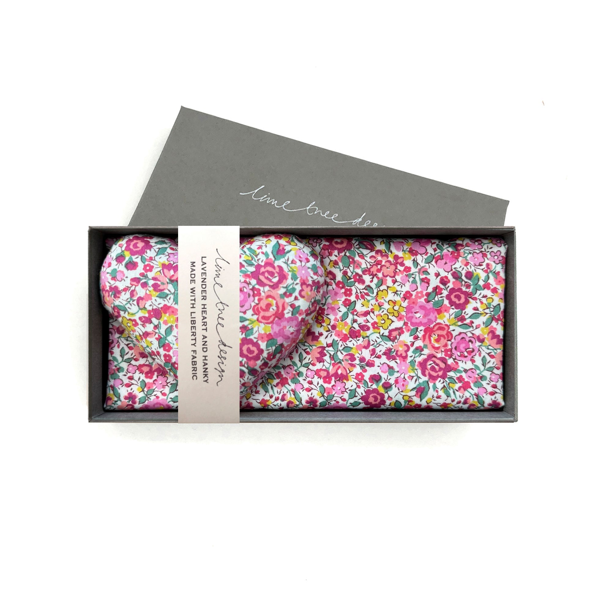 Box of 1 Lavender Heart & 1 Liberty Hanky - Em & Georgina Pink