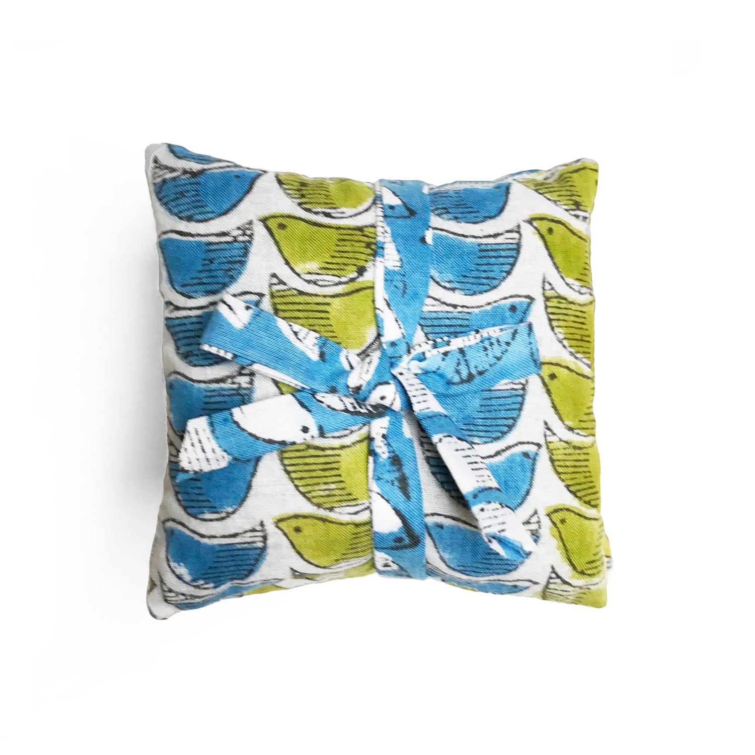 Stack of 3 Square Lavender Sachets - Blue and Green Birds