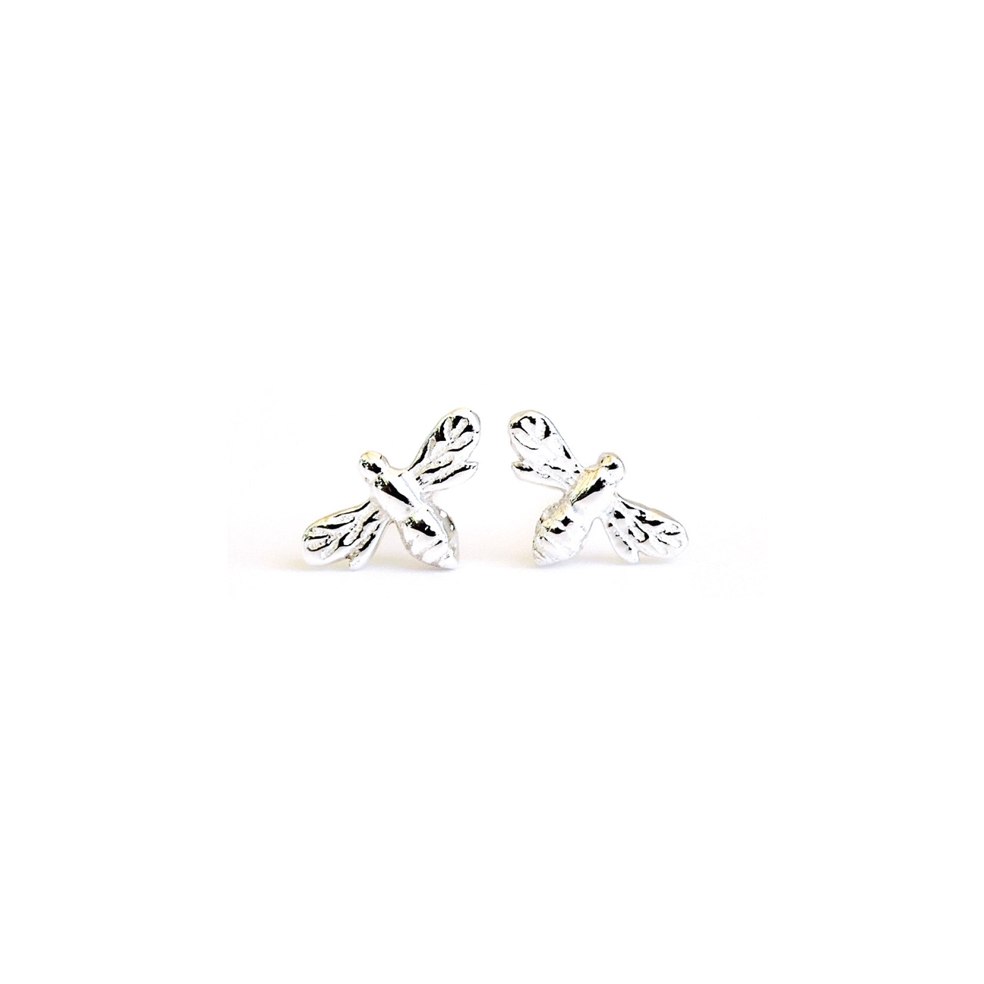 Mini Bee Stud Earrings Sterling Silver