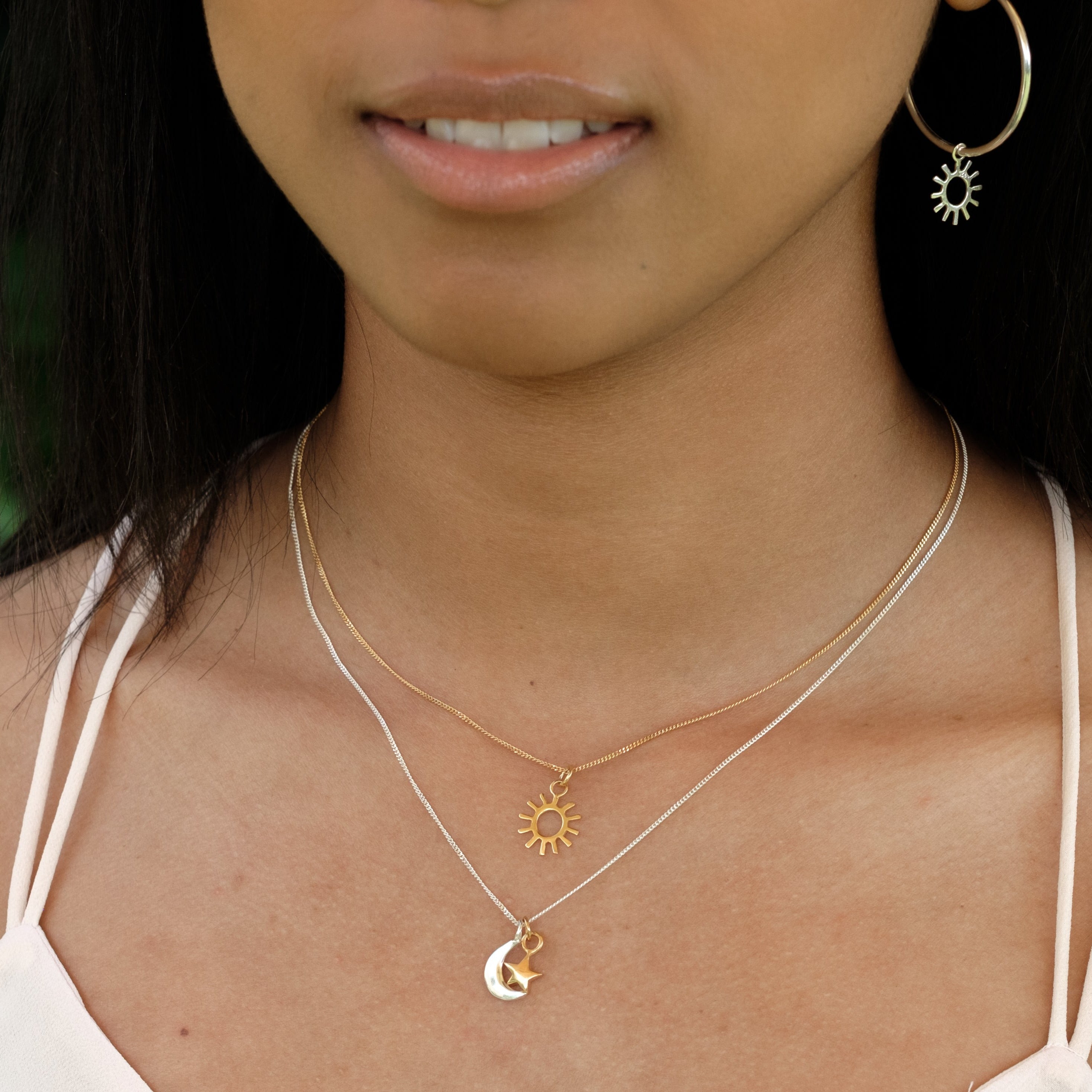 Sun Charm Necklace Gold Vermeil