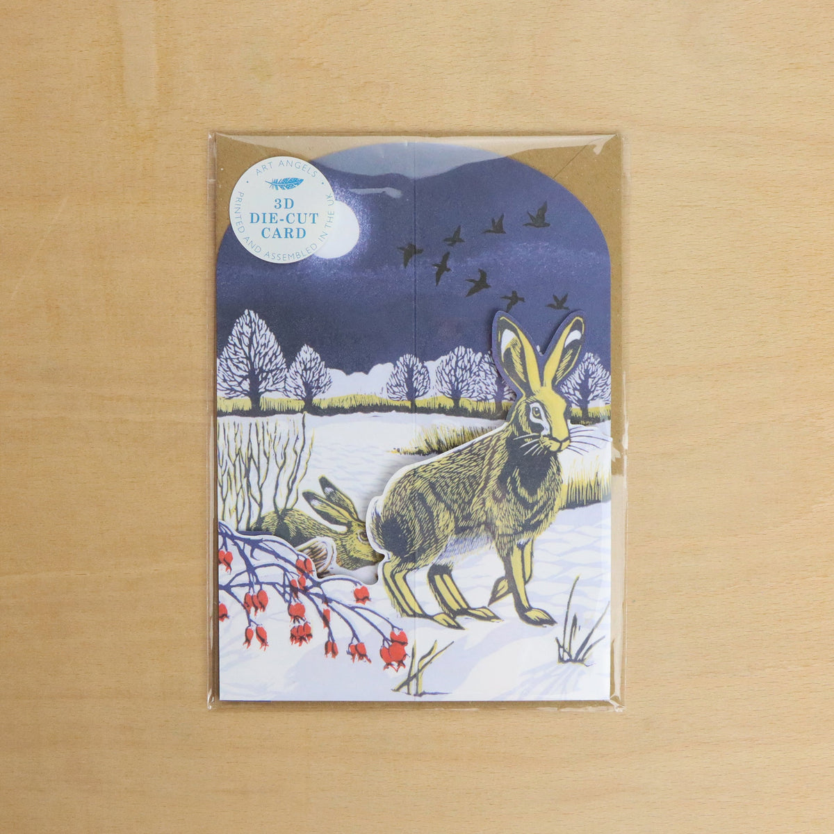 3d card with hares