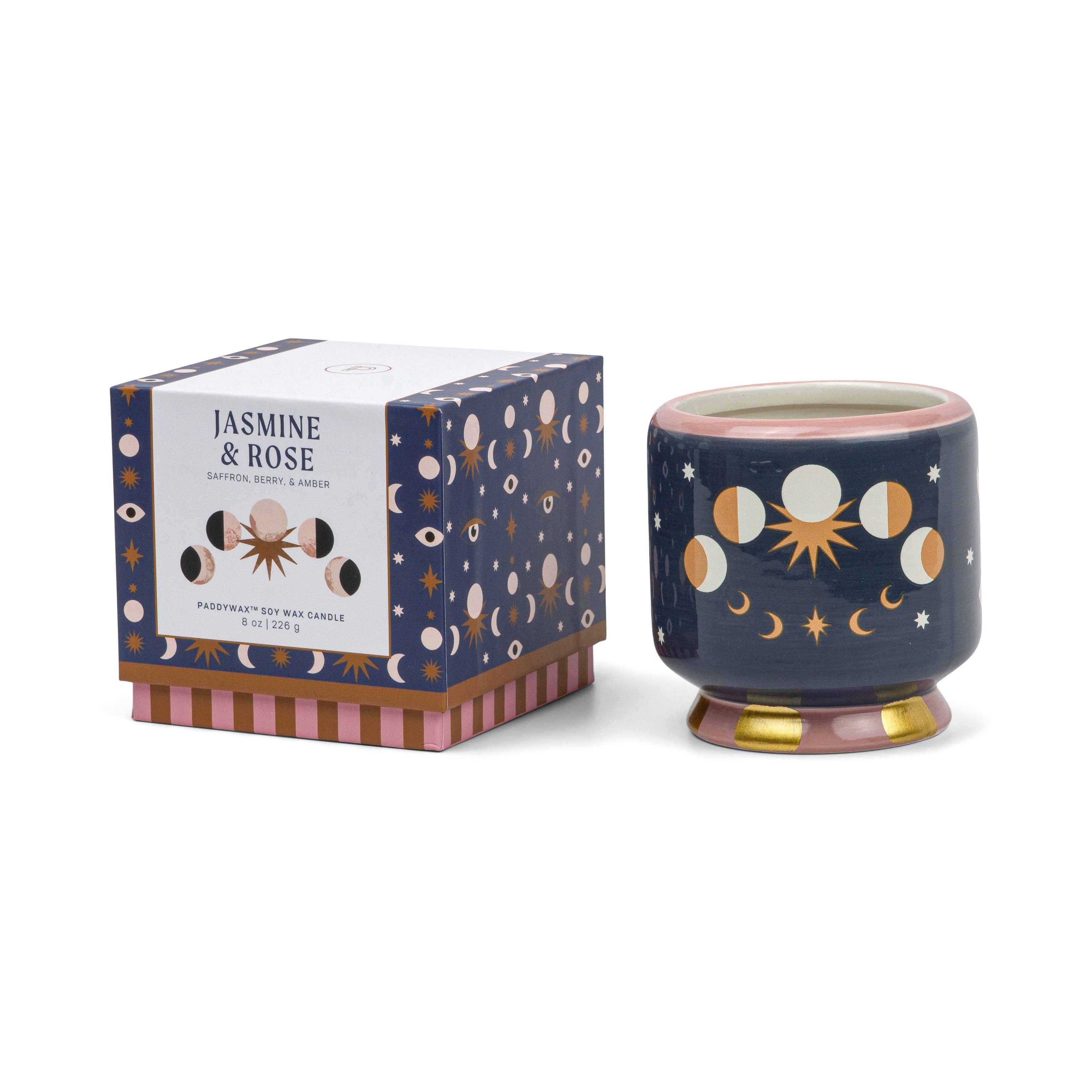 Paddywax A Dopo Moon Phases Ceramic Candle - Jasmine & Rose