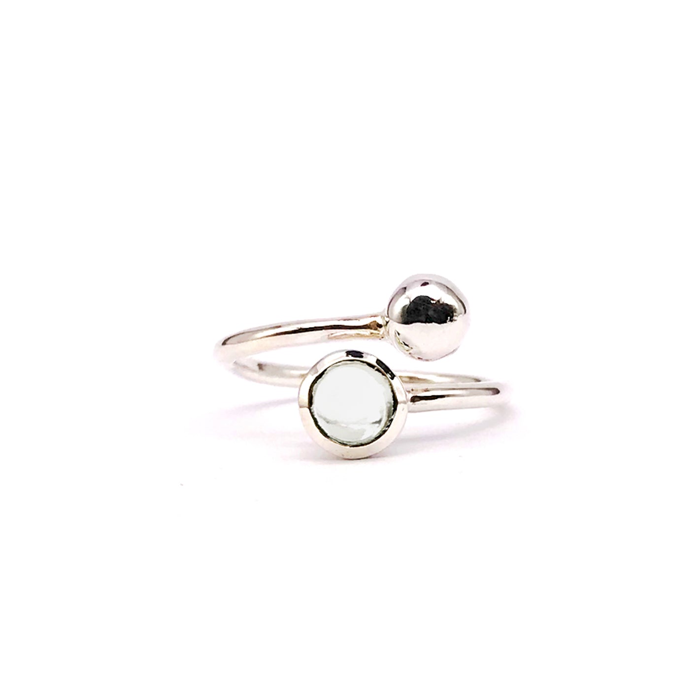 Rock Crystal Adjustable Birthstone Ring Sterling Silver April