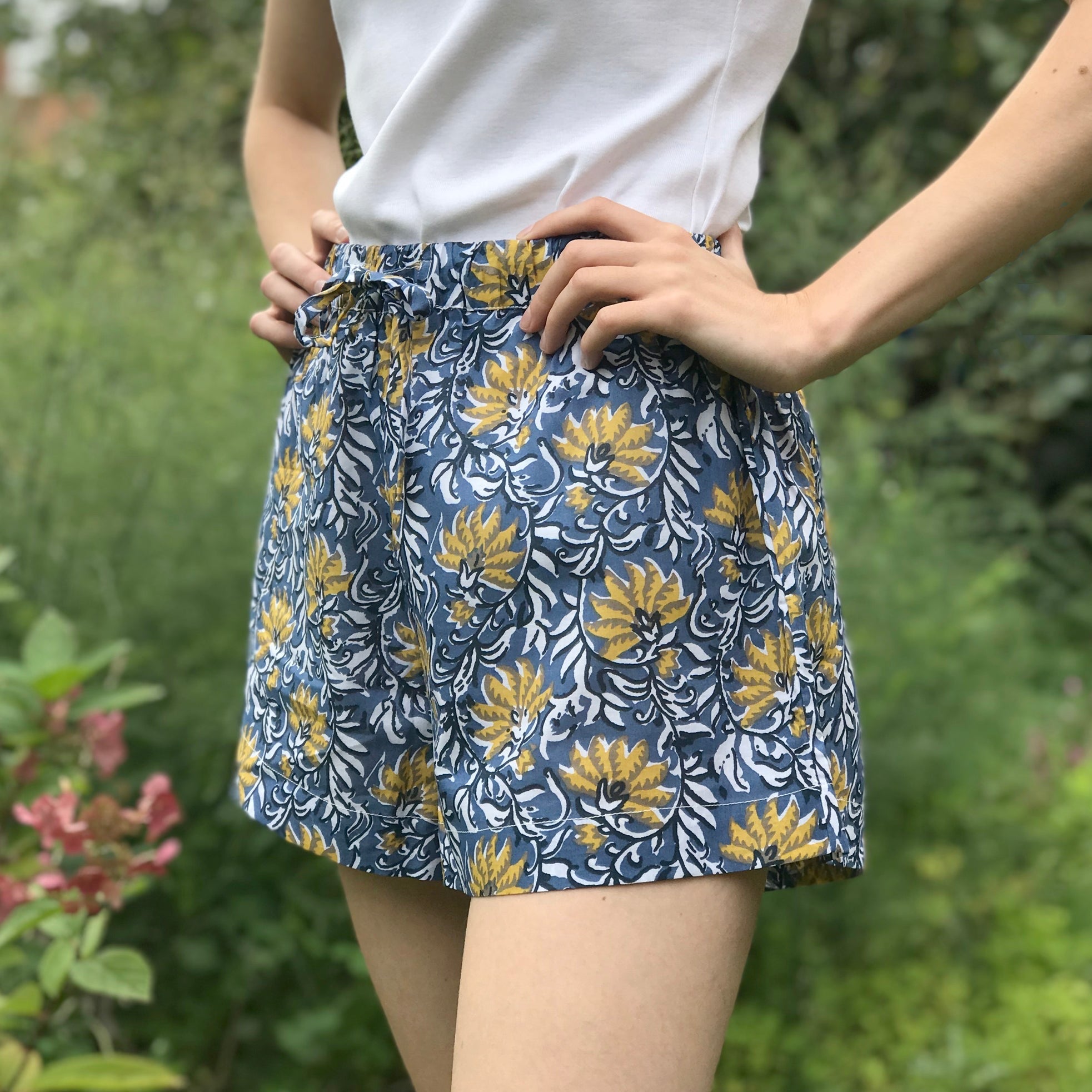 Jaipur Blue & Yellow Sleep Shorts