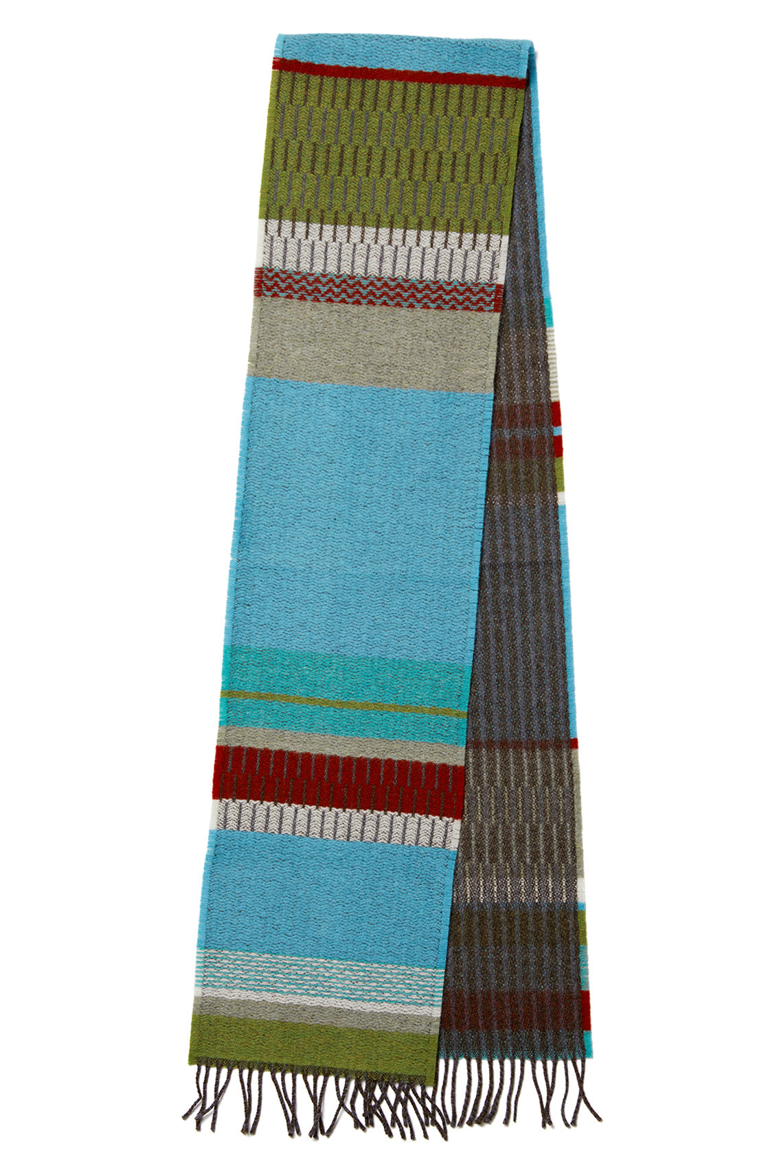 Multicolored striped scarf on a white background