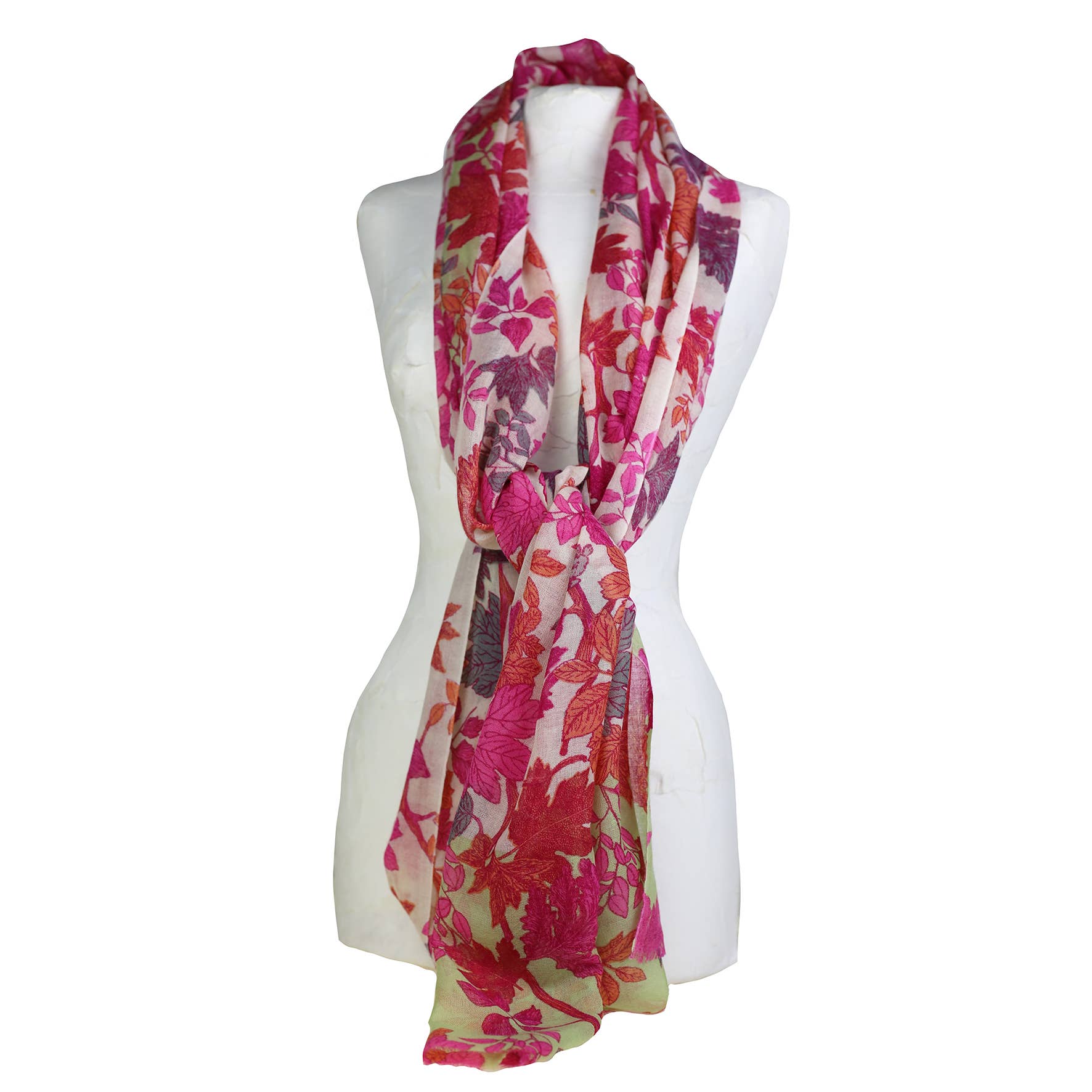 Sherwood wool stole with squirrel, owl, tree pattern: Pink