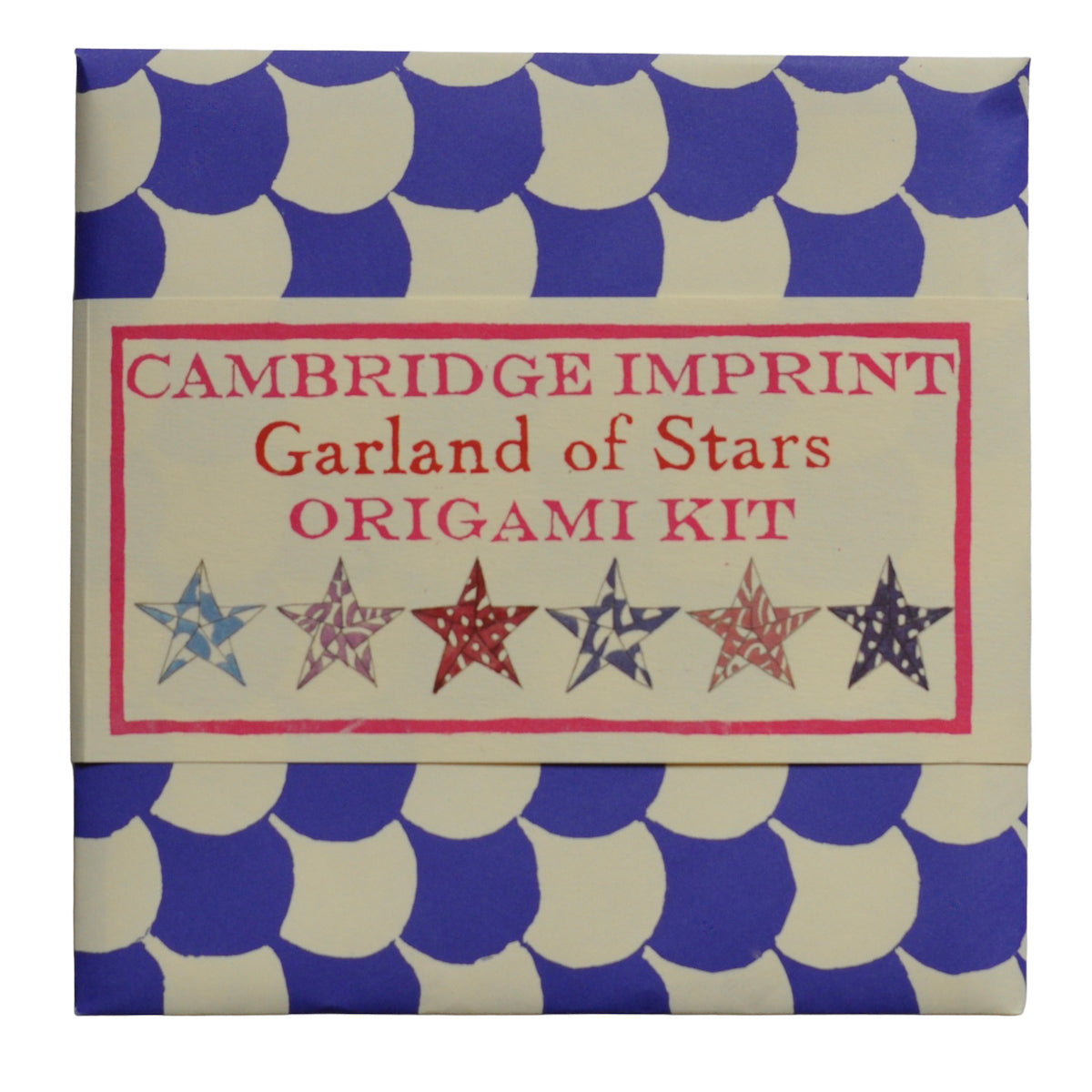 Cambridge Imprint Garland of Stars Origami Kit packaging with blue and white pattern