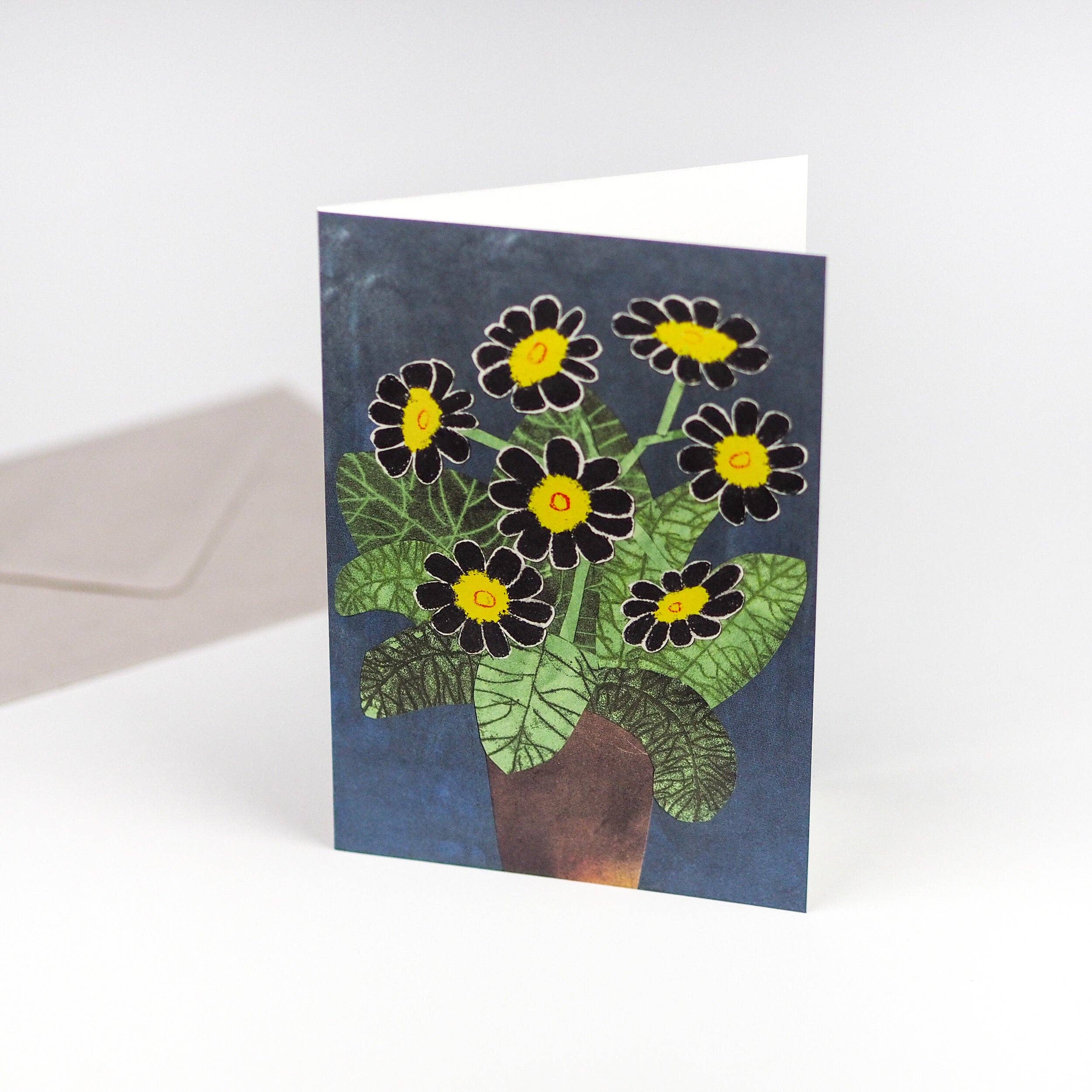 Greeting card with floral design on a white background
