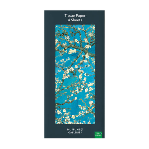 4 Sheets Printed Tissue Paper: Almond Branches in Bloom