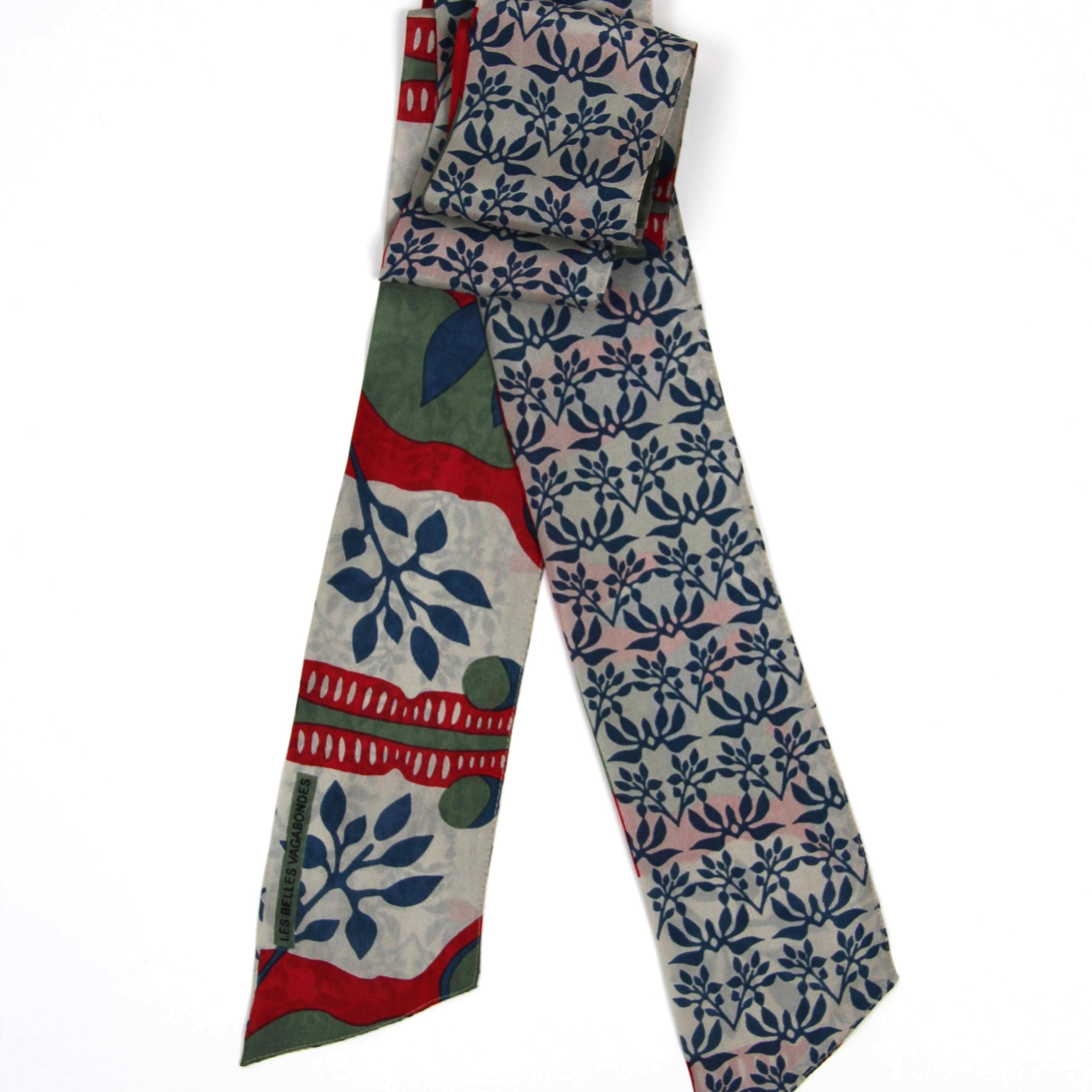 Colorful patterned fabric with floral design on a white background