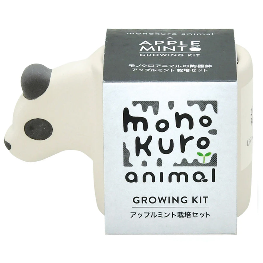 Mono Kuro animal growing kit packaging with panda design on a white background