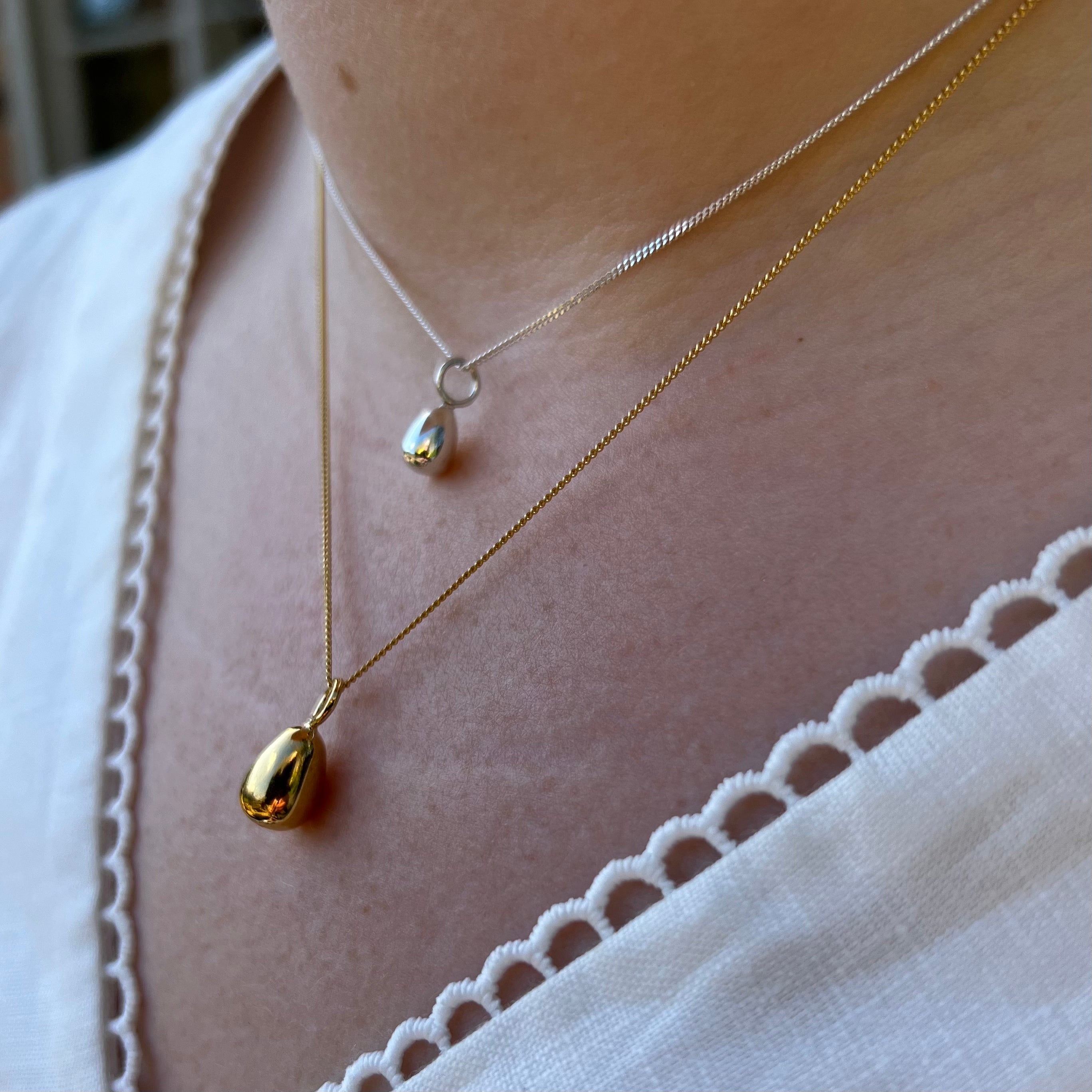 mini egg sterling silver necklace