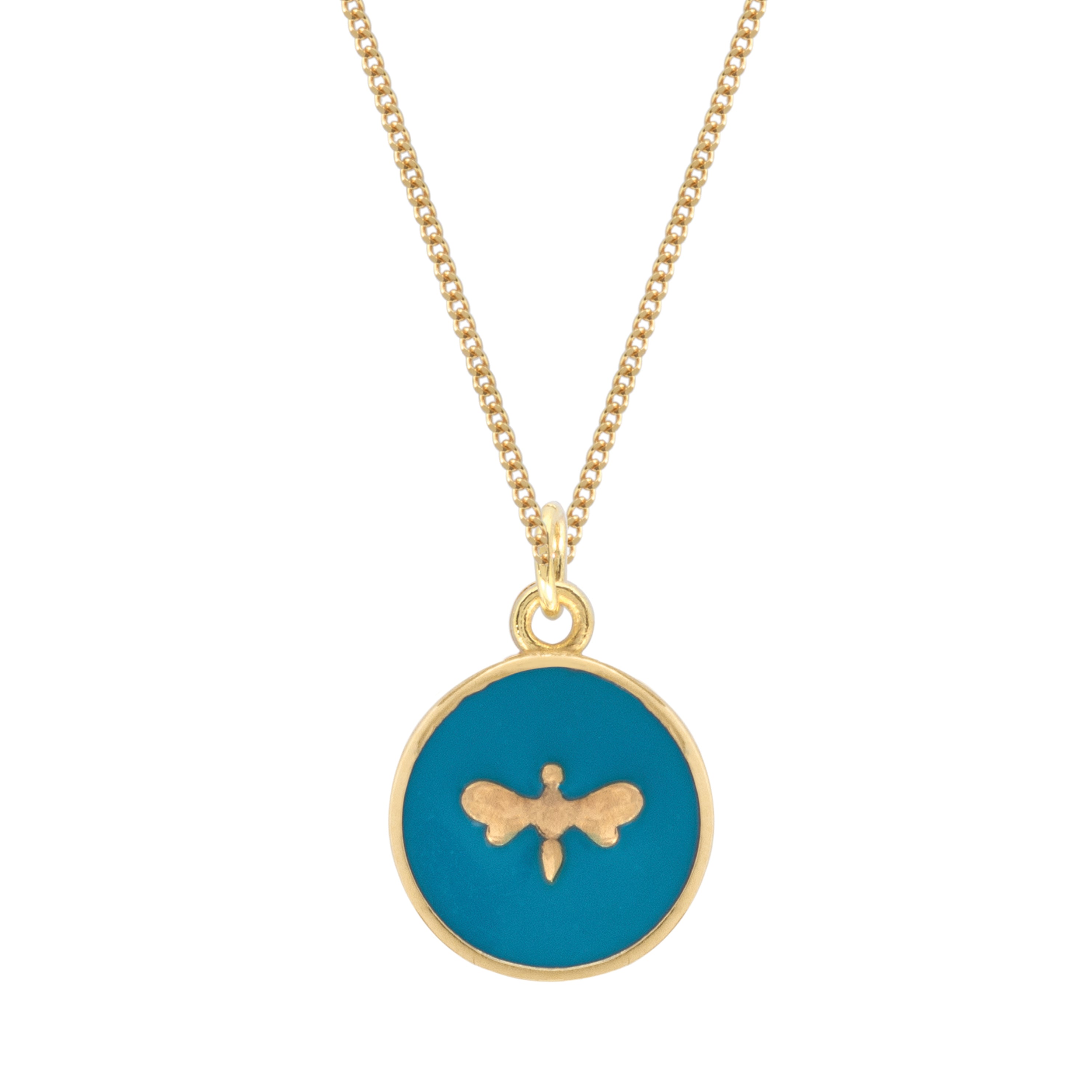 Bee enamel necklace in gold vermeil