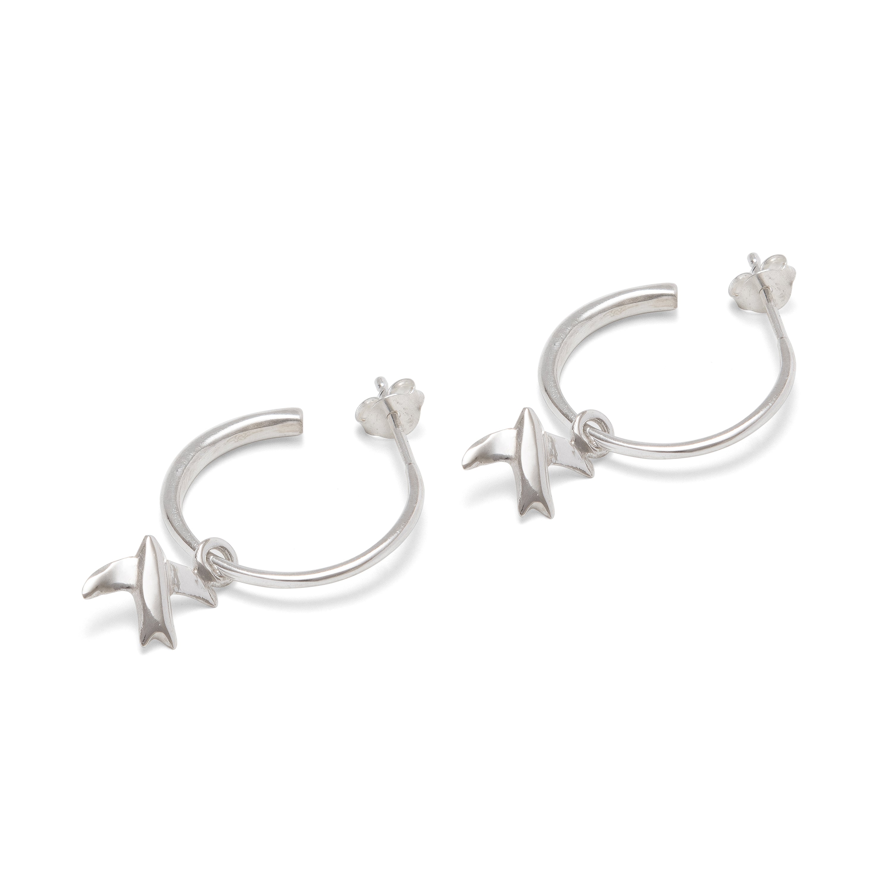 Half Hoop Earrings with Swallow Sterling Silver