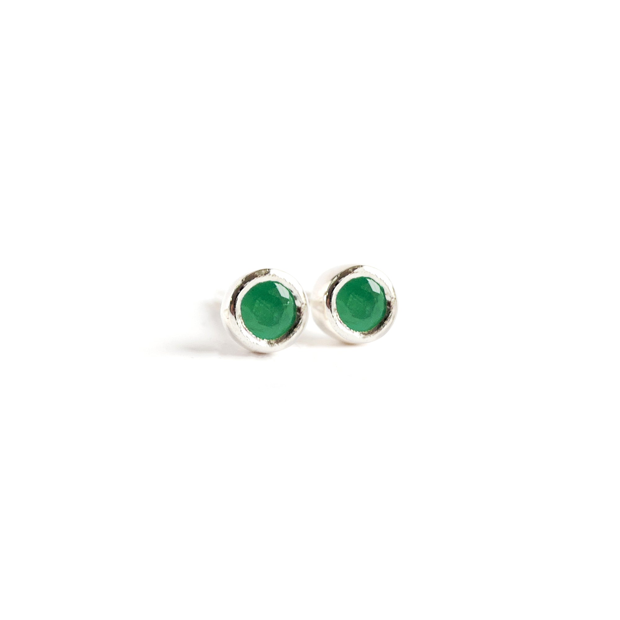 Mini Birthstone Stud Earrings Sterling Silver