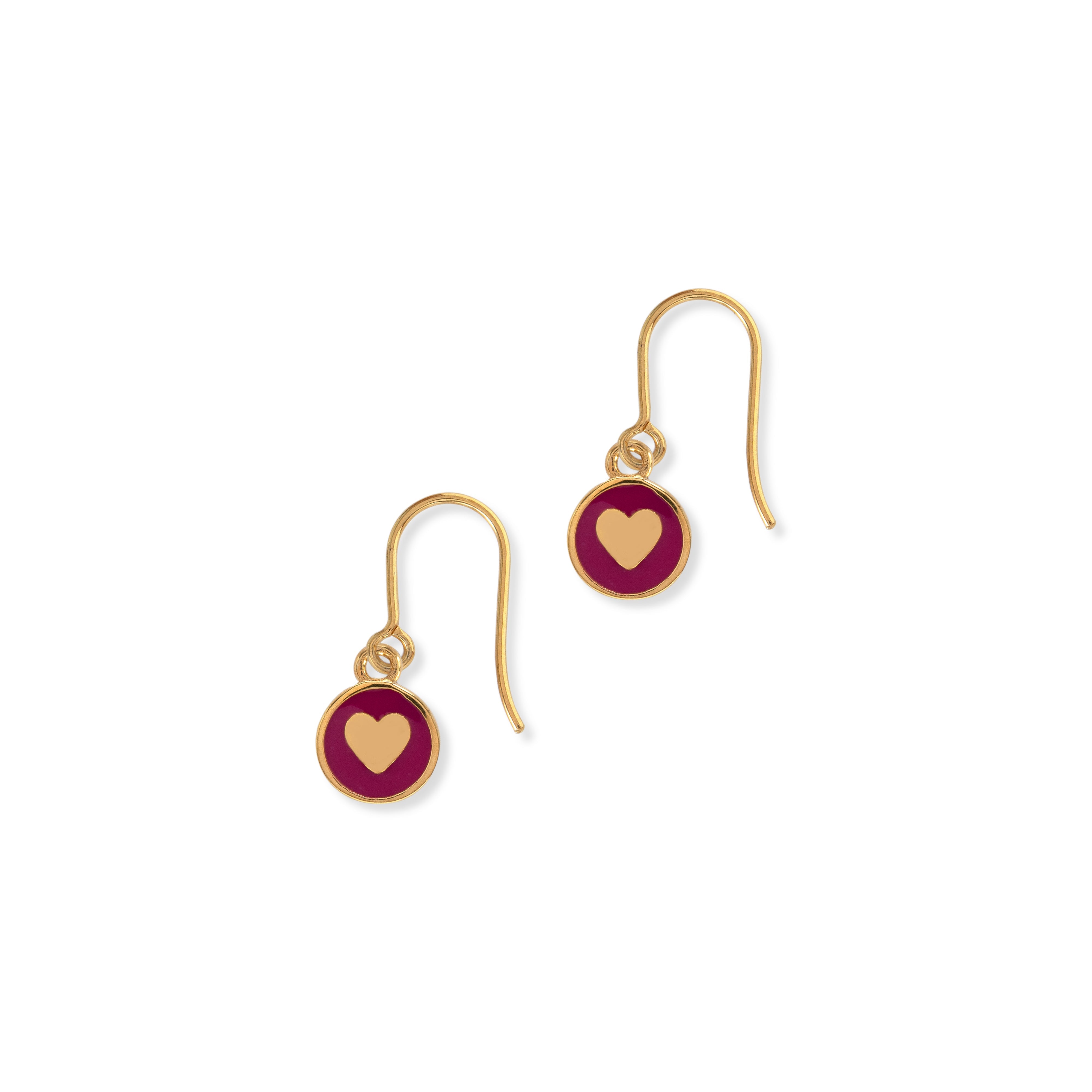 Gold vermeil hook earrings with hearts