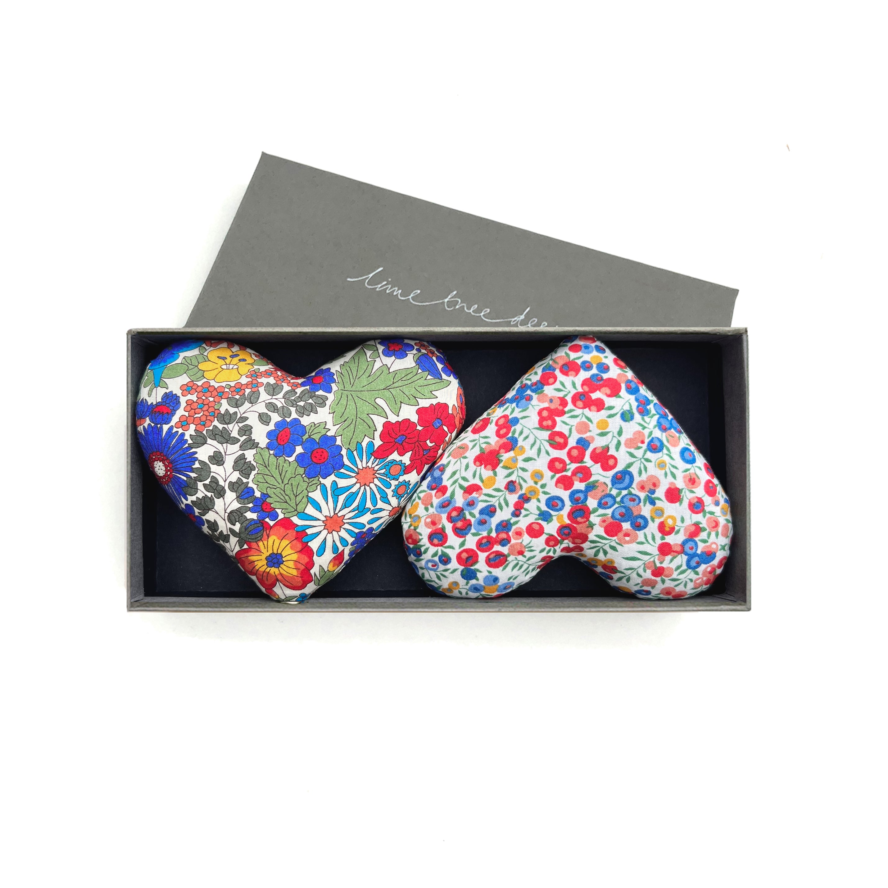 hearts filled with lavender made from liberty London fabric