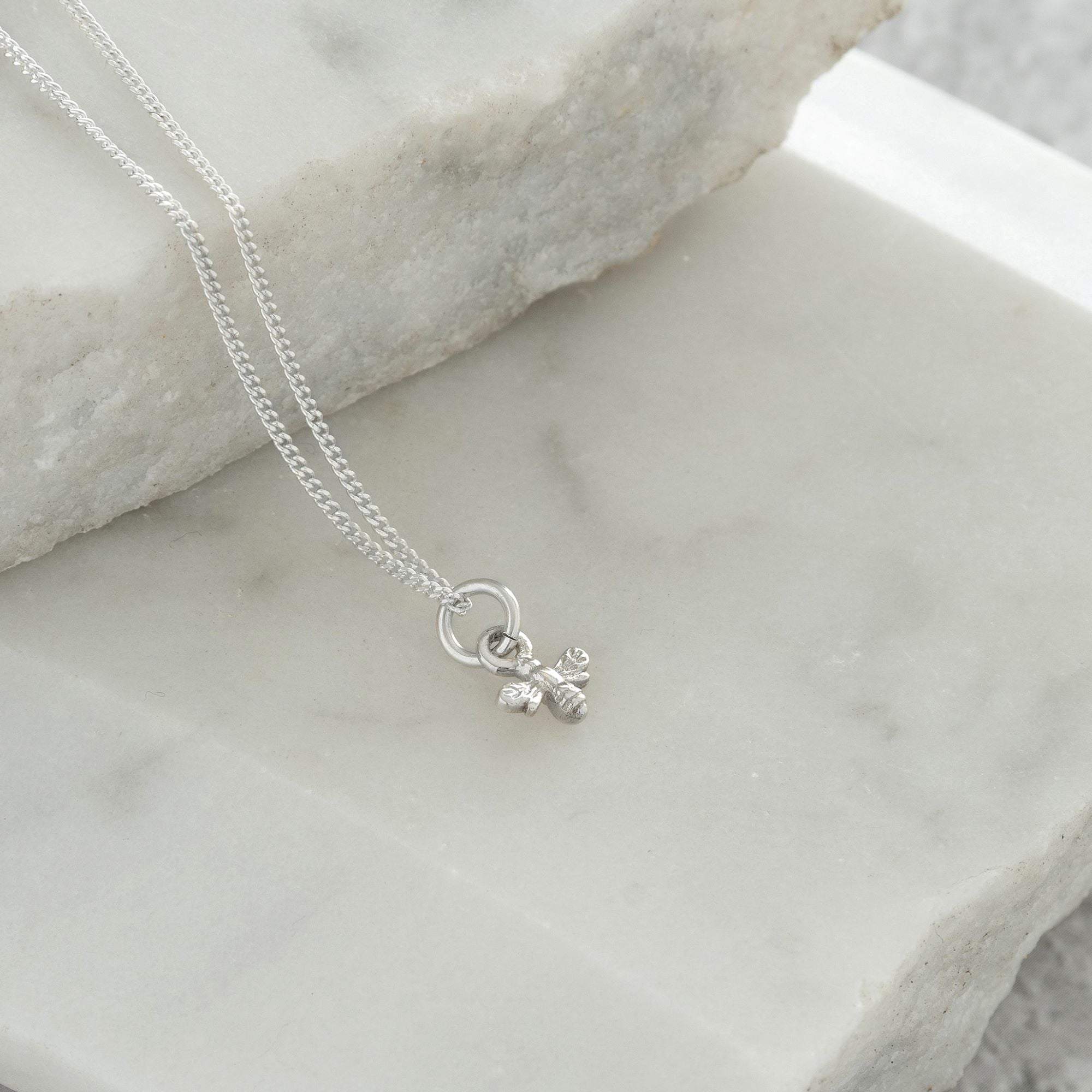 mini silver bee necklace