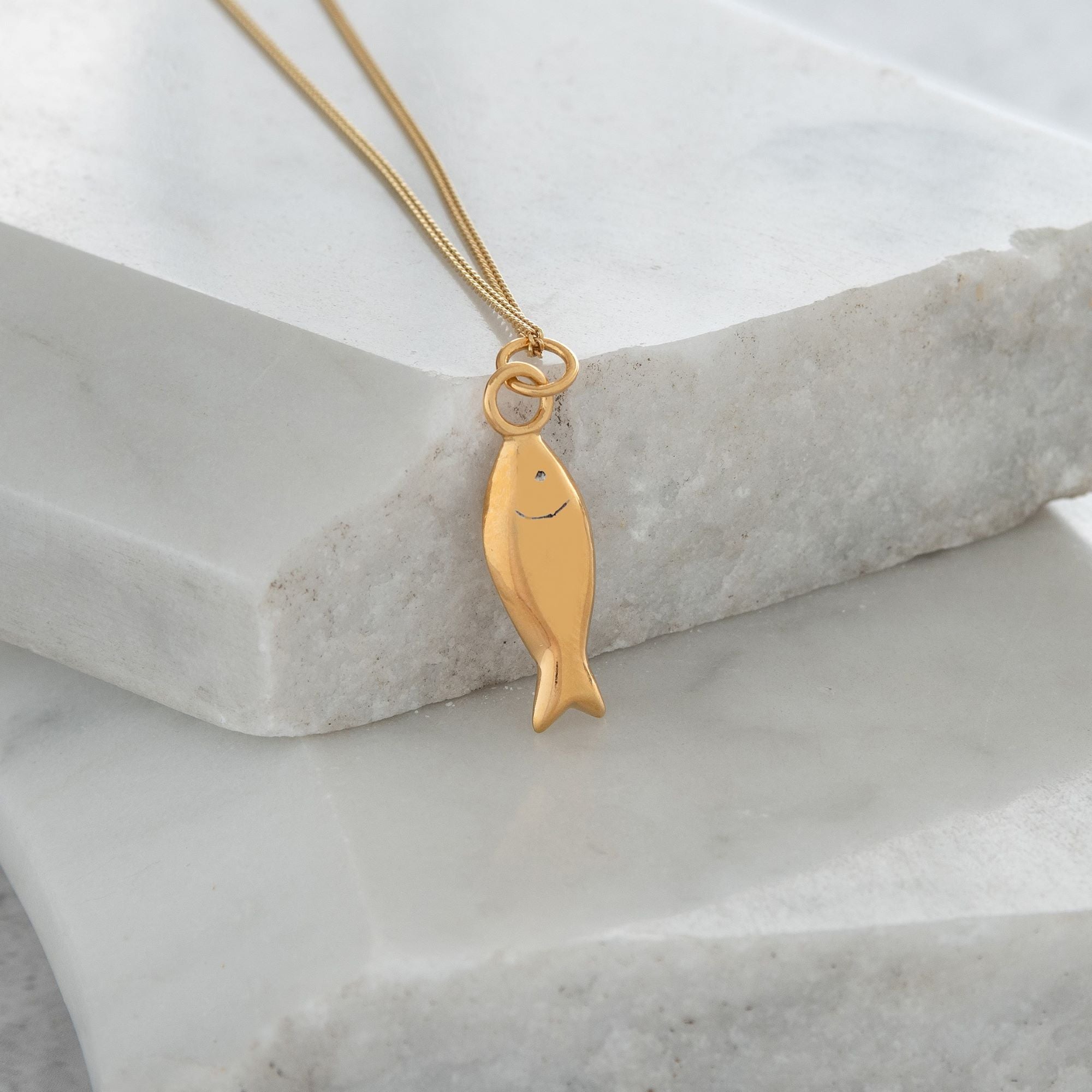 Fish Pendant Necklace Gold Vermeil