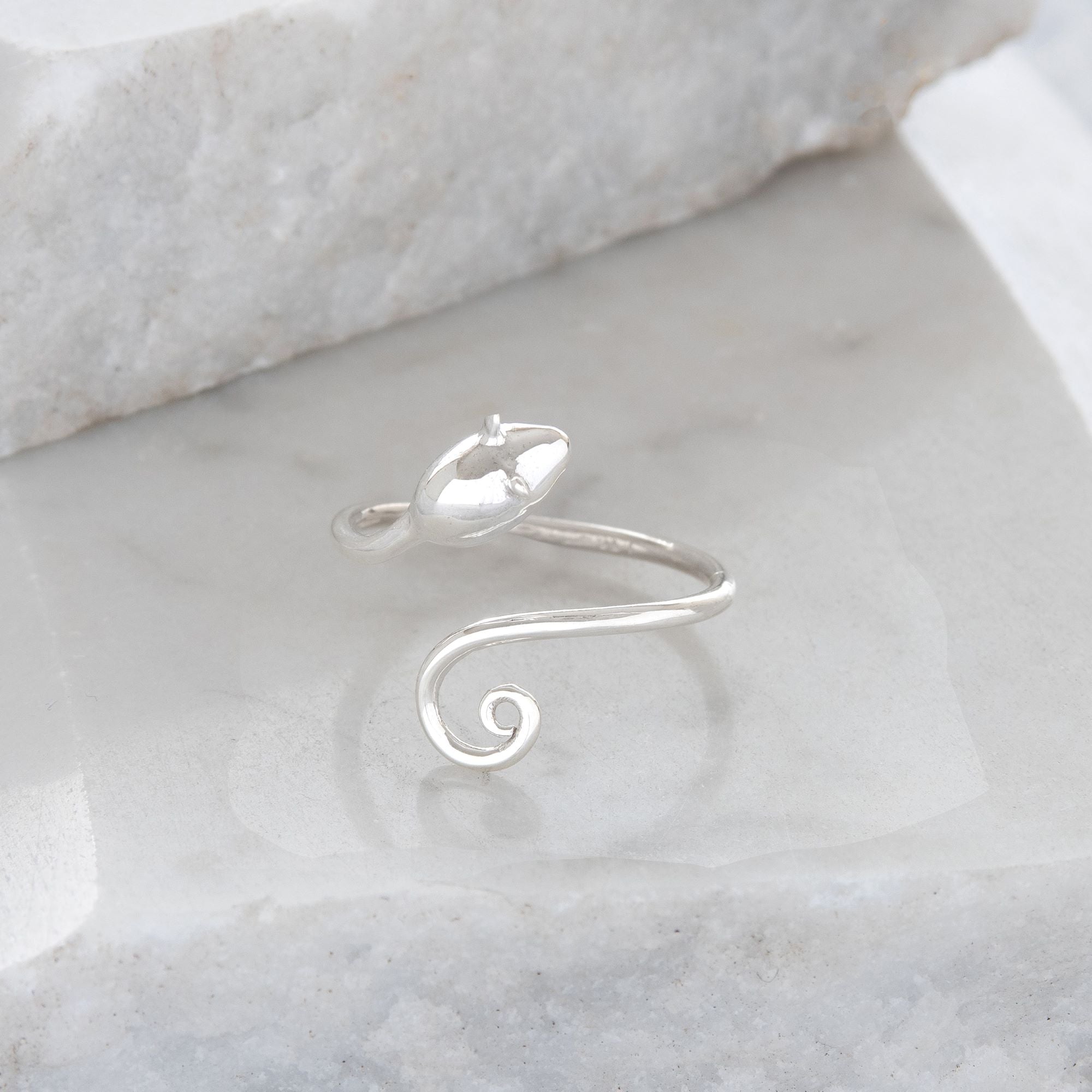 adjustable sterling silver mouse ring