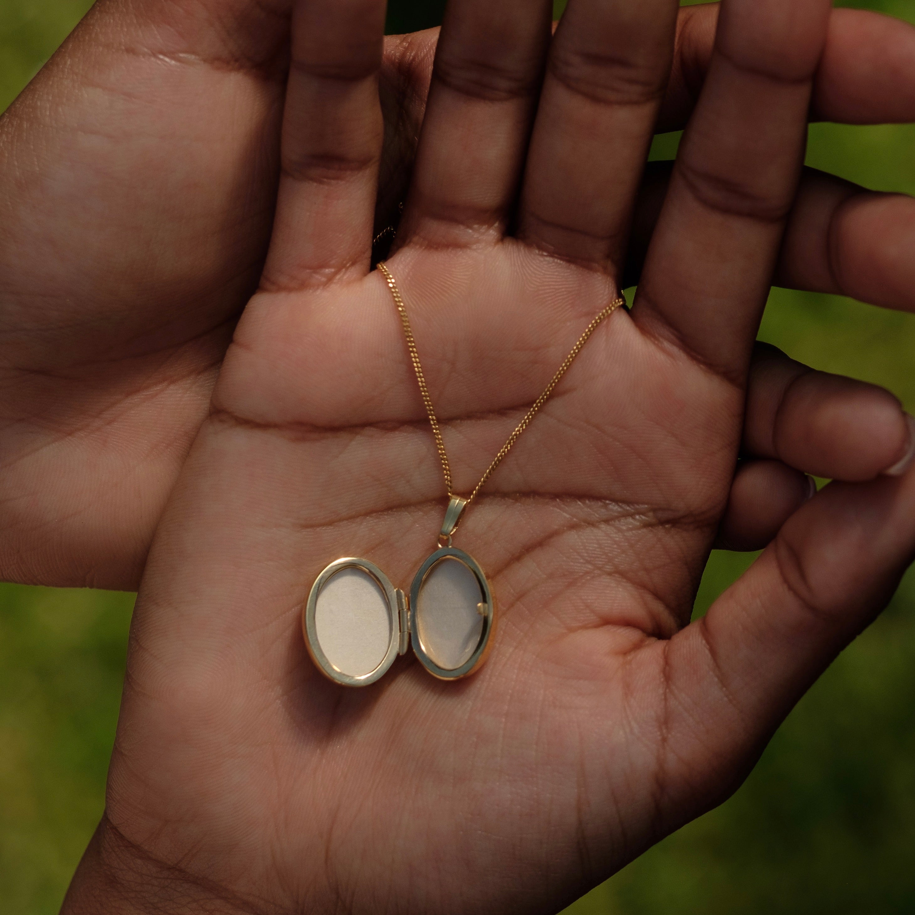 Engraved Oval Locket Necklace Rolled Gold
