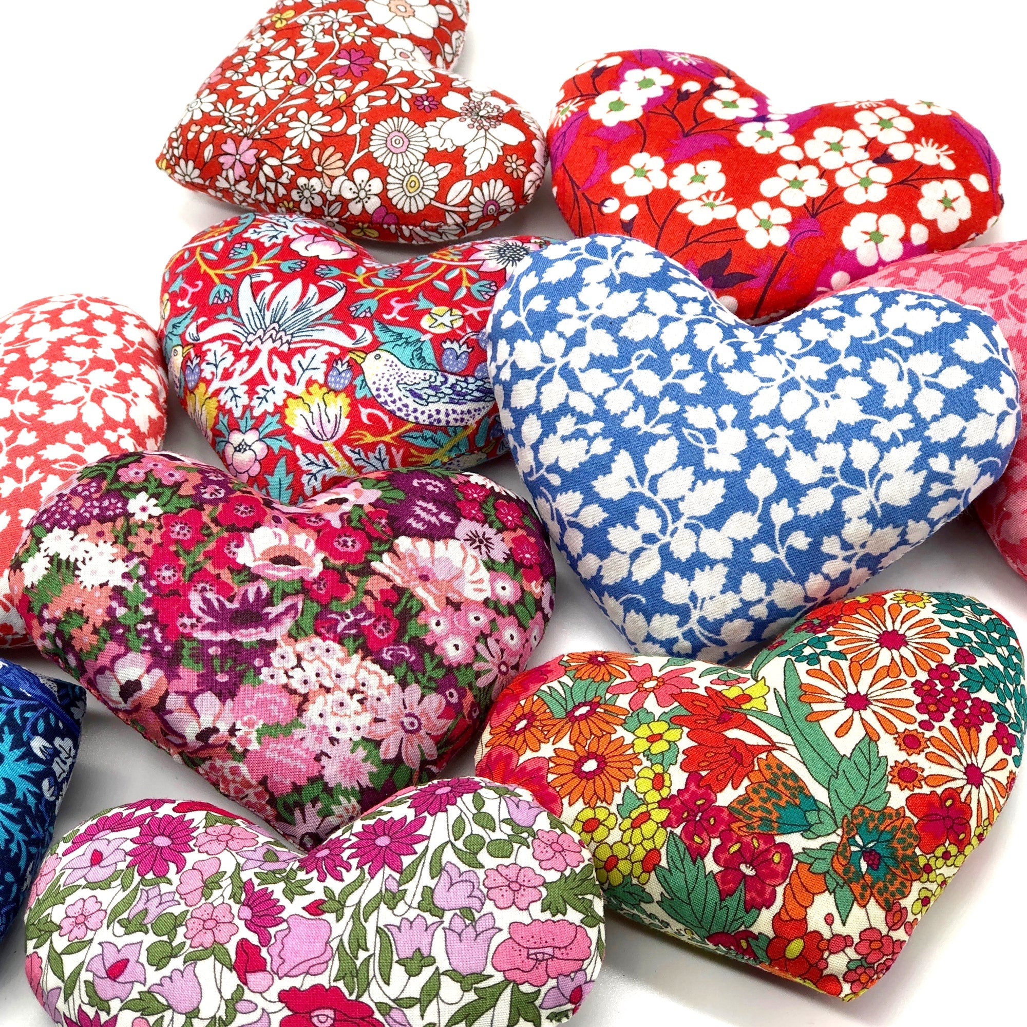 lavender hearts made with liberty of london fabric