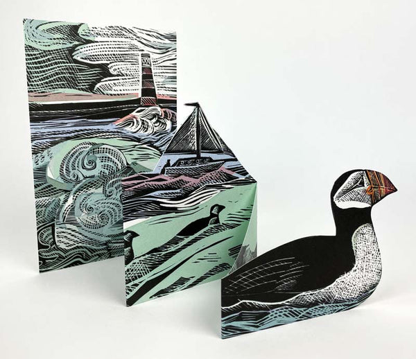 Puffins at Coquet Island by Angela Harding. Folding out to create a lovely rural scene.