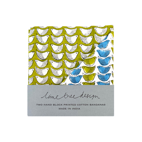 olive and blue bird bandana
