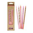 Pack of cake candles with decorative patterns and 'rice' branding on a white background