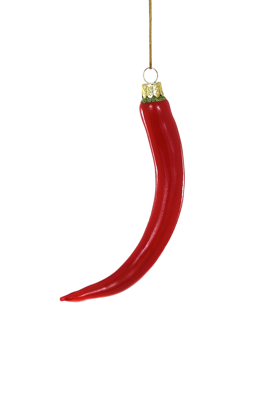 Red decorative chilli ornament on a white background