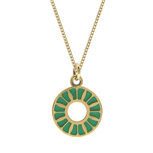 Green Flower Ring Medallion Necklace