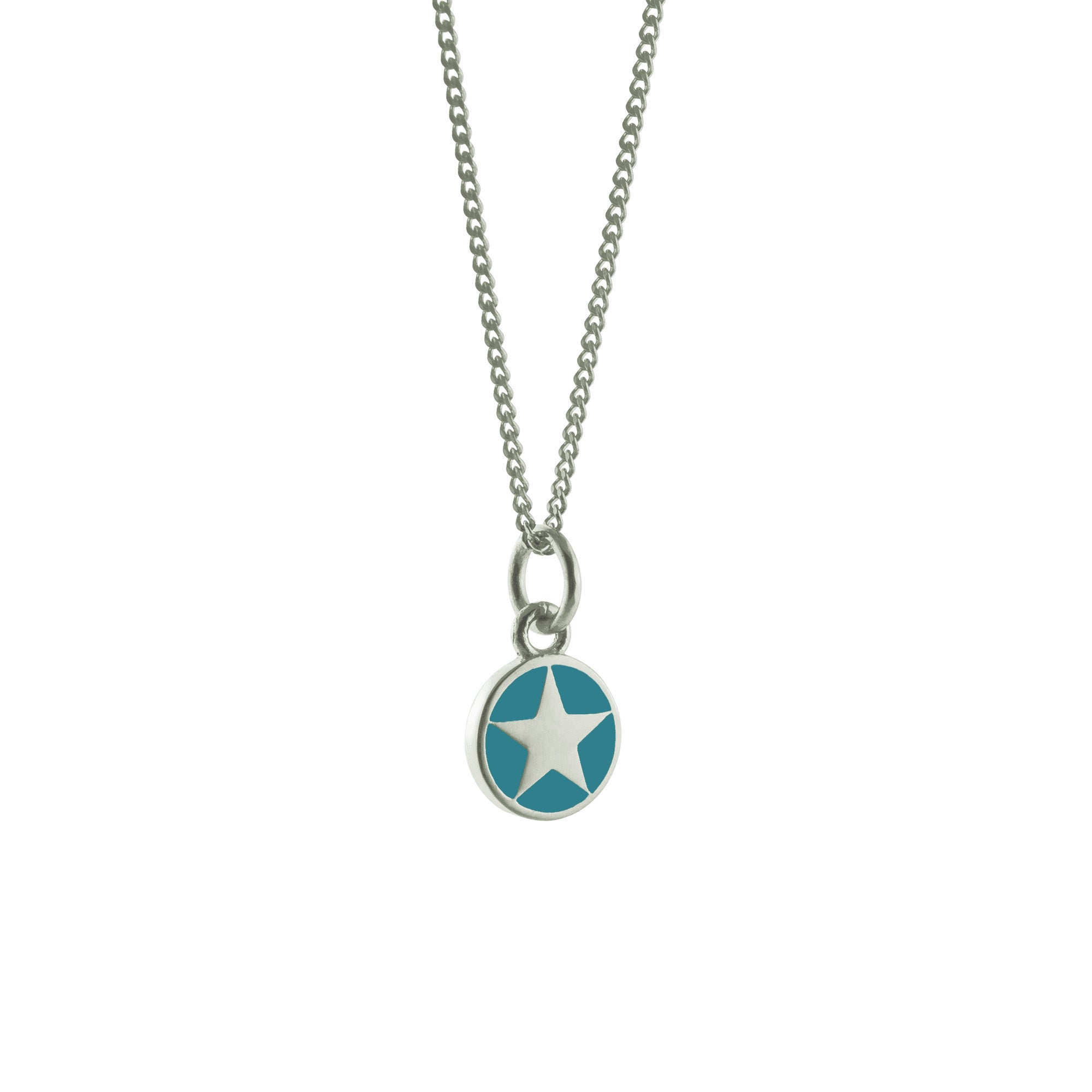 Mini Teal Star Enamel Necklace