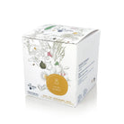 White box with floral design and branding on a white background