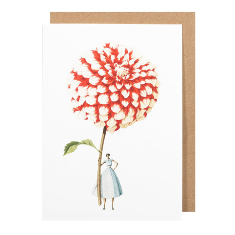 Dahlia Red and White - Greeting Card Laura Stoddart