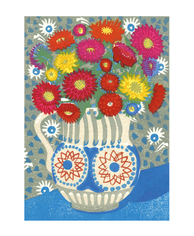 Asters in a Bloomsbury Jug Greeting Card