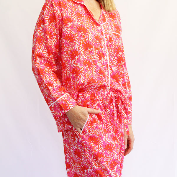 pink and orange cotton set of pyjamas 