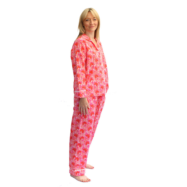 pink and orange cotton set of pyjamas 
