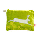 Leaping Hare Velvet Coin Purse Green