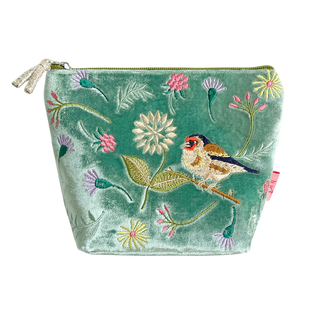 Goldfinch Velvet Cosmetic Purse Aqua