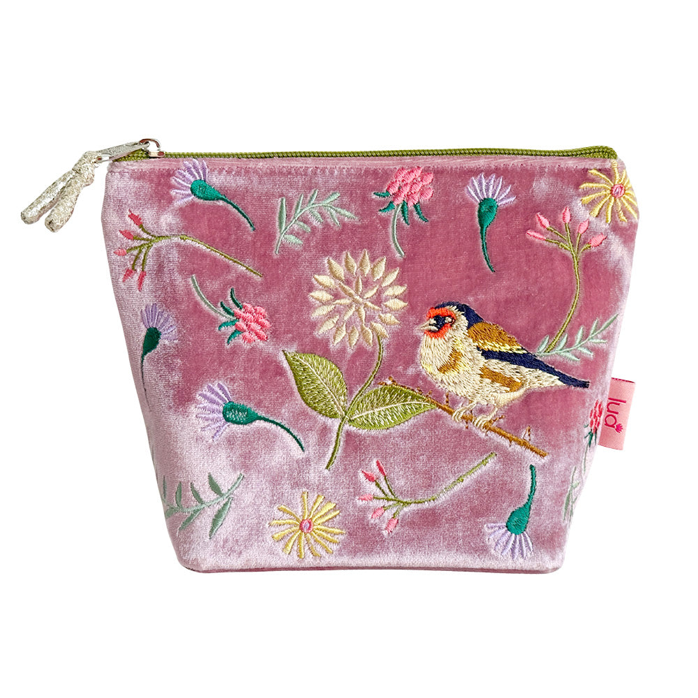 Goldfinch Velvet Cosmetic Purse Dusky Pink