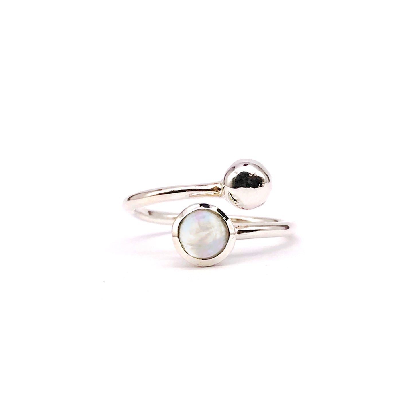 Moonstone Adjustable Birthstone Ring Sterling Silver June