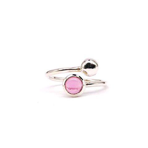 Pink Adjustable Birthstone Ring Sterling Silver October 