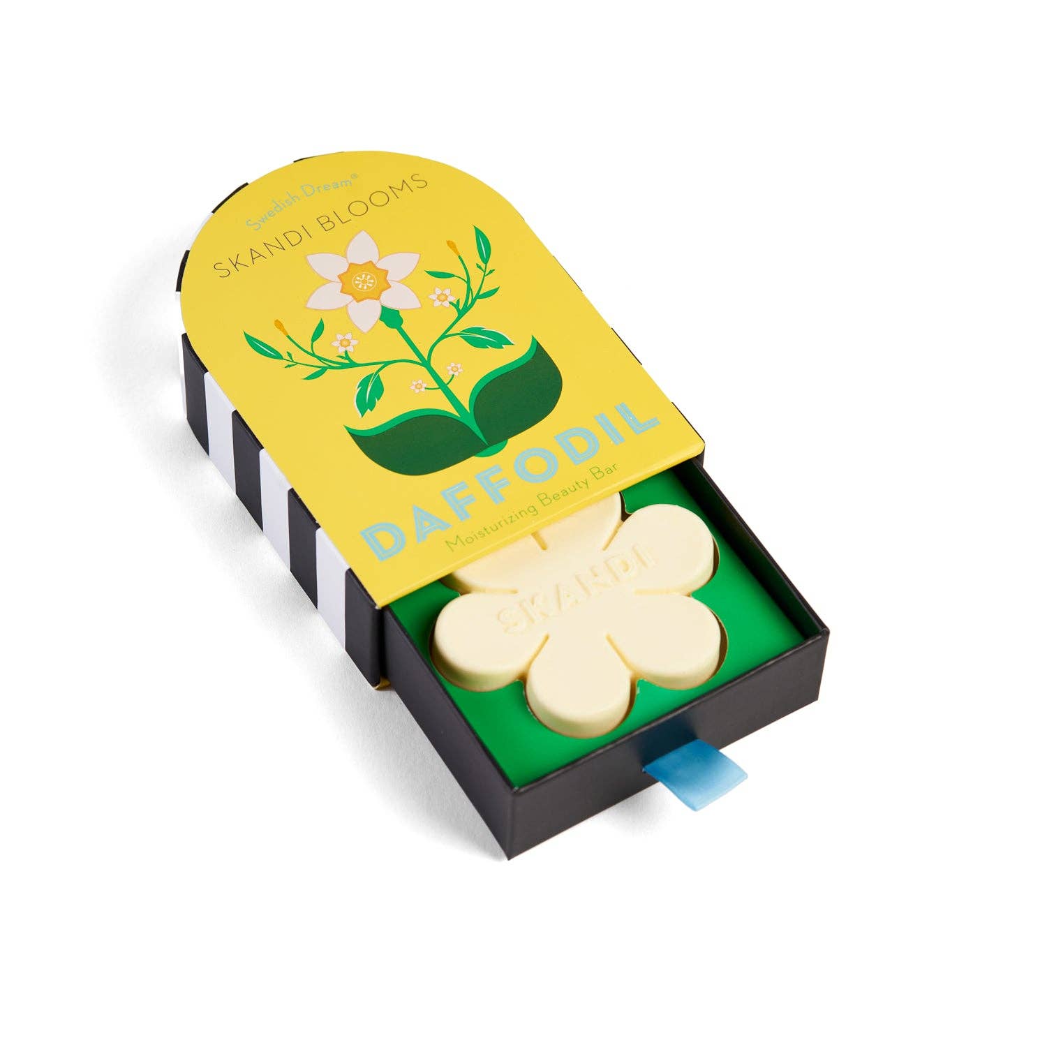 Skandi Blooms daffodil soap set in a decorative box on a white background