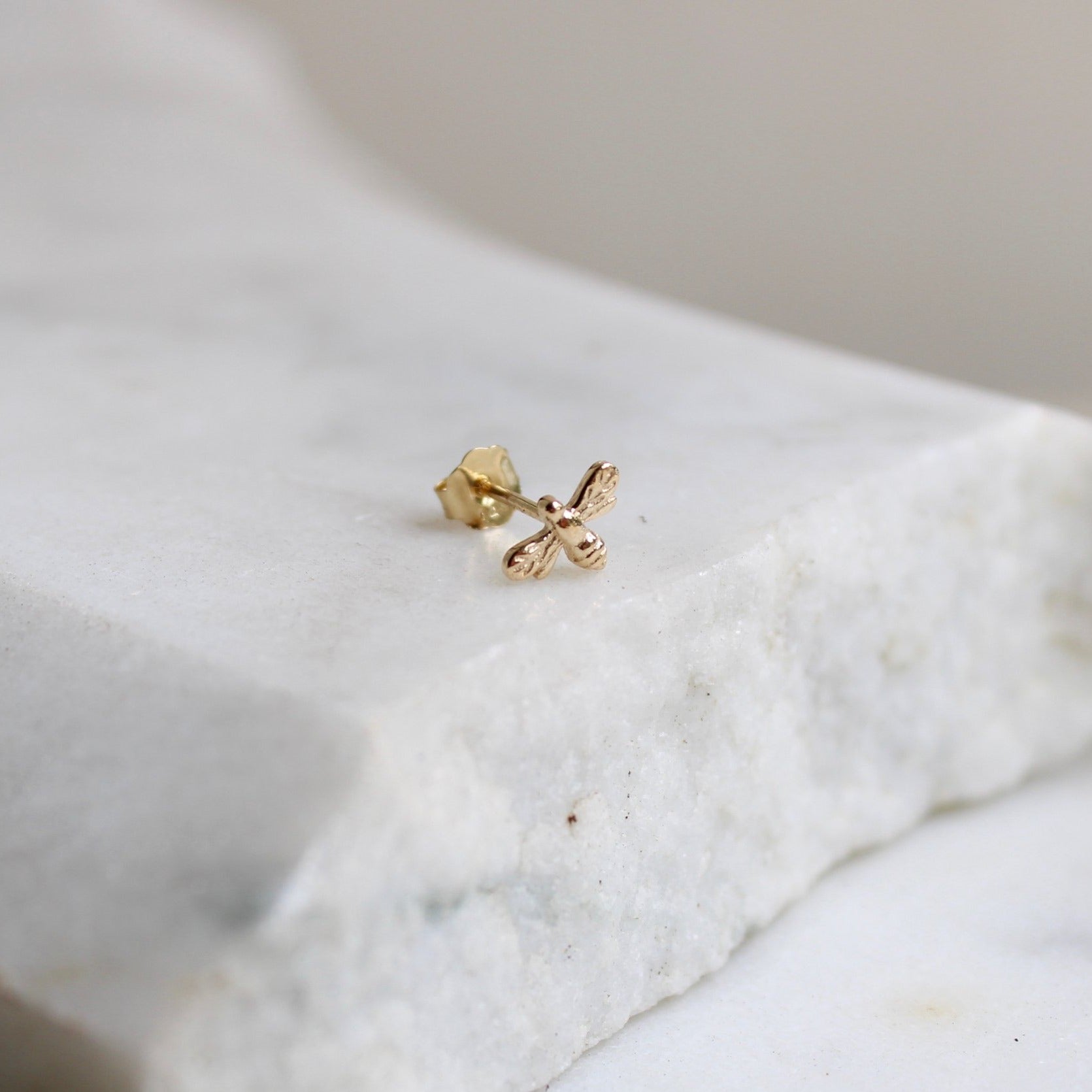 Mini Bee Stud Earrings 14ct Solid Gold