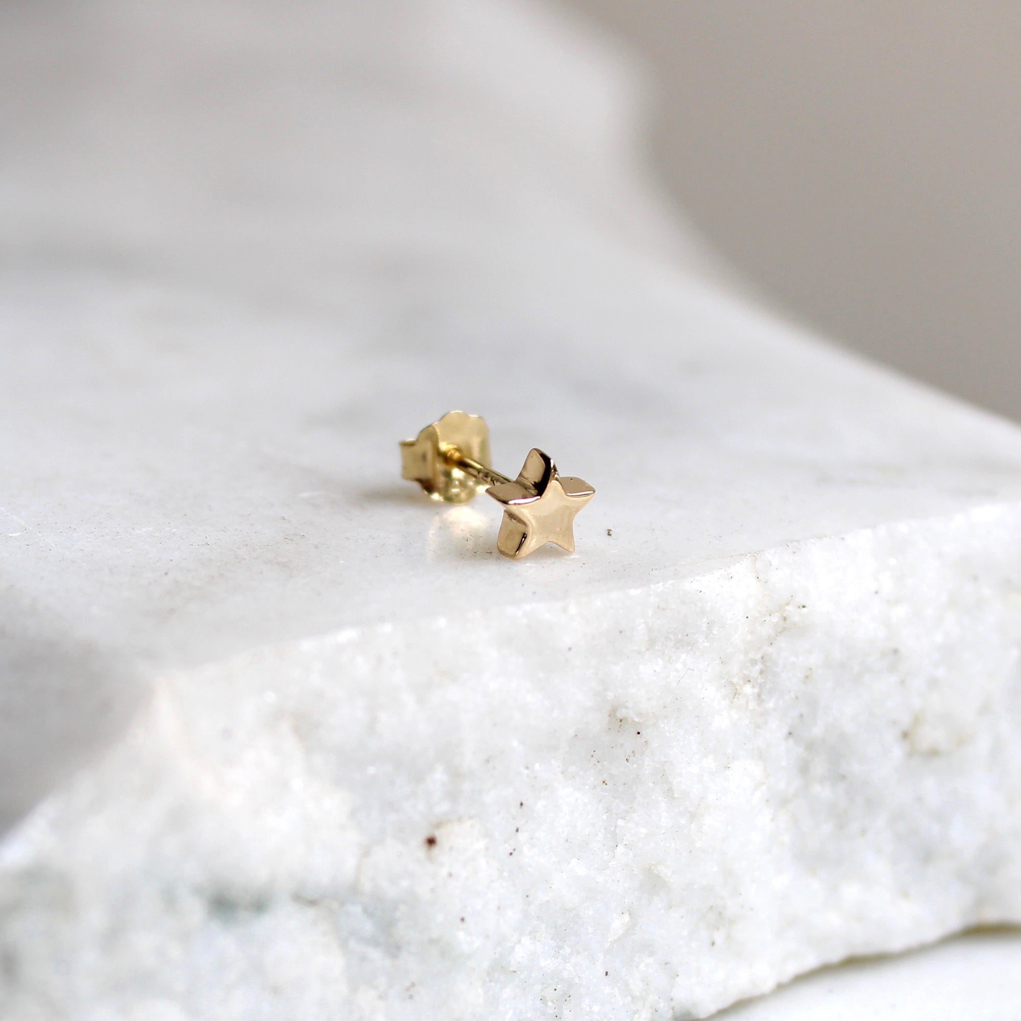 Mini Star Stud Earrings 14ct Solid Gold